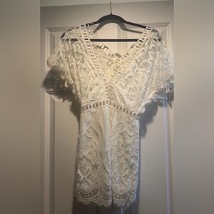 White Lace V-Neck Romper